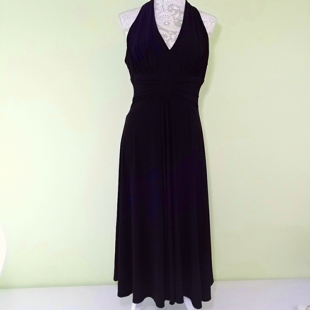 Jessica Howard Black Midi Dress Size 12 Halter